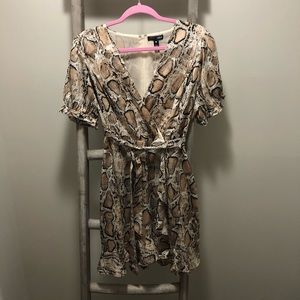 Aqua Snakeskin Wrap Dress